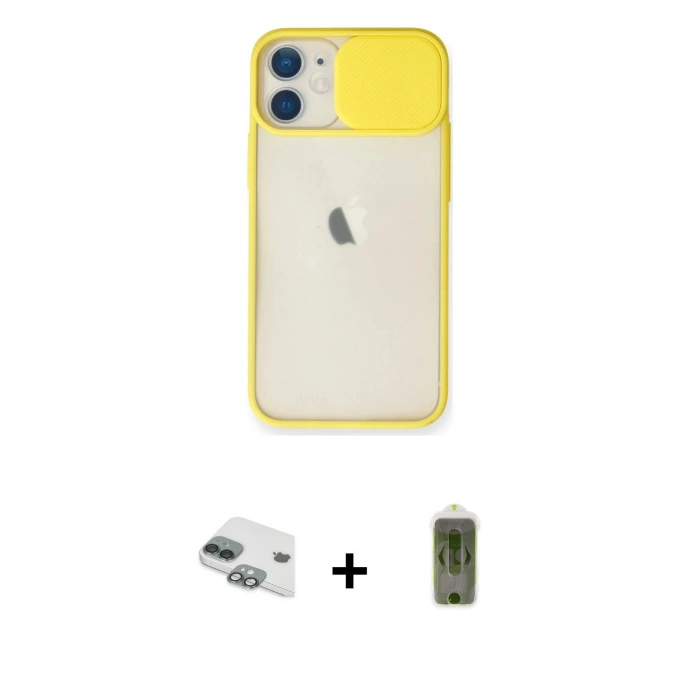 MARSİLYAN™- iPhone 11 Kılıf Vadi Çizgi - Siyah Joko Magic 5D Hayalet Cam + Pers Alüminyum Kamera Lens - YL