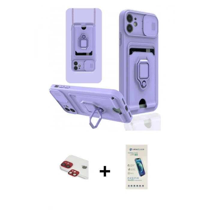 MARSİLYAN™- iPhone 11 Kılıf Vadi Form Prime - Şeffaf Pasifik Cam Ekran Koruyucu + Pers Alüminyum Kamera Lens - KI