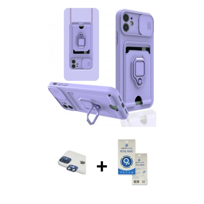 MARSİLYAN™- iPhone 11 Kılıf Vadi Form Prime - Şeffaf Royal Nano Ekran Koruyucu + Pers Alüminyum Kamera Lens - LT