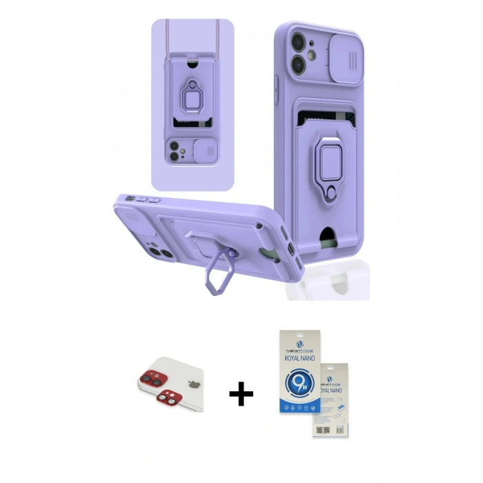 MARSİLYAN™- iPhone 11 Kılıf Vadi Form Prime - Şeffaf Royal Nano Ekran Koruyucu + Pers Alüminyum Kamera Lens - KI
