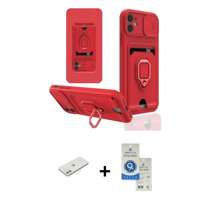MARSİLYAN™- iPhone 11 Kılıf Vadi Form Prime - Şeffaf Royal Nano Ekran Koruyucu + Renkli Kamera Lens Koruma Cam - TU