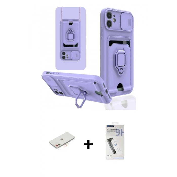 MARSİLYAN™- iPhone 11 Kılıf Vadi Form Prime - Şeffaf Uv Polymer Nano Ekran Koruyucu + Renkli Kamera Lens Koruma Cam - YL