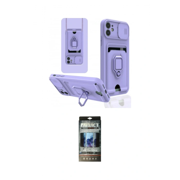 MARSİLYAN™- iPhone 11 Kılıf Vadi Form Prime - Siyah 34D Hayalet Izgaralı Cam