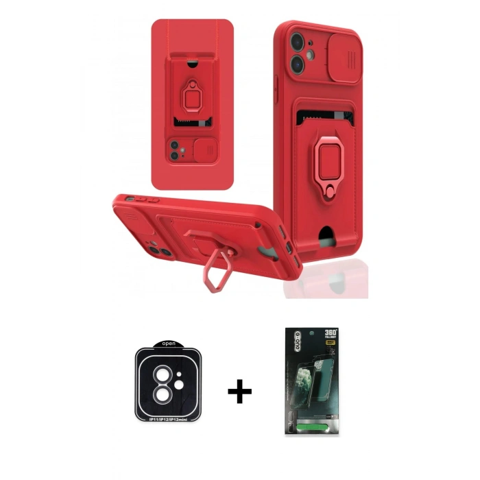 MARSİLYAN™- iPhone 11 Kılıf Vadi Form Prime - Siyah 360 Mat Full Body Arka Koruyucu + PVD Metal Kamera Lens - SH