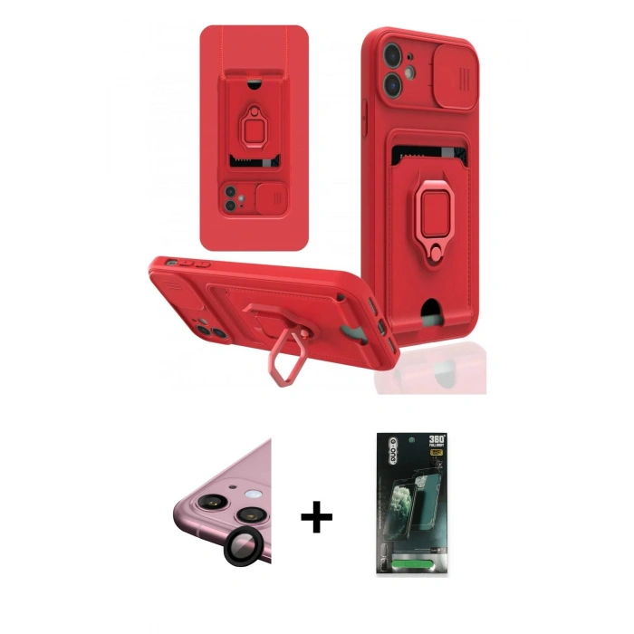 MARSİLYAN™- iPhone 11 Kılıf Vadi Form Prime - Siyah 360 Mat Full Body Arka Koruyucu + Raze Metal Kamera Lens - SH