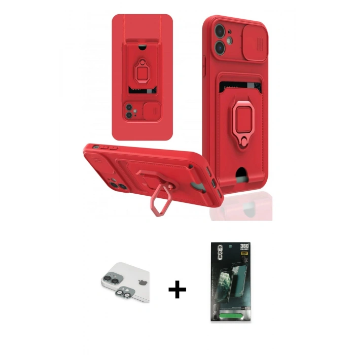 MARSİLYAN™- iPhone 11 Kılıf Vadi Form Prime - Siyah 360 Mat Full Body Arka Koruyucu + Pers Alüminyum Kamera Lens - YL