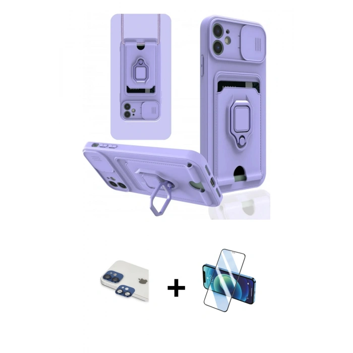 MARSİLYAN™- iPhone 11 Kılıf Vadi Form Prime - Siyah 3D Antistatik Cam Ekran Koruyucu + Pers Alüminyum Kamera Lens - LT