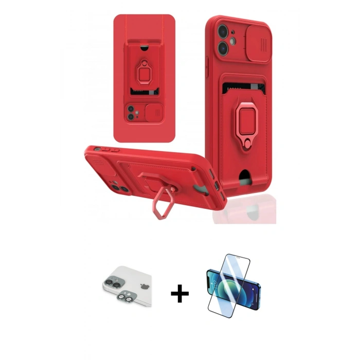MARSİLYAN™- iPhone 11 Kılıf Vadi Form Prime - Siyah 3D Antistatik Cam Ekran Koruyucu + Pers Alüminyum Kamera Lens - YL