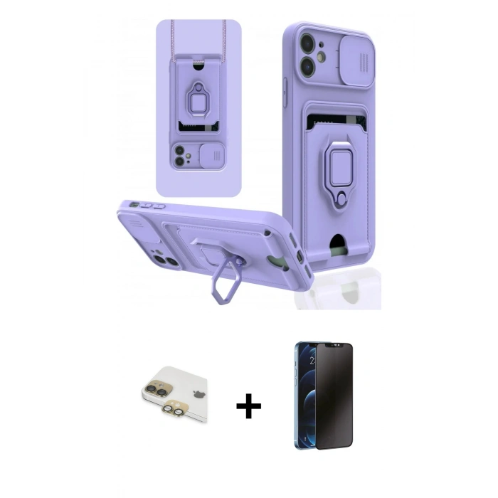 MARSİLYAN™- iPhone 11 Kılıf Vadi Form Prime - Siyah 3D Antistatik Hayalet Cam Ekran Koruyucu + Pers Alüminyum Kamera Lens - GD