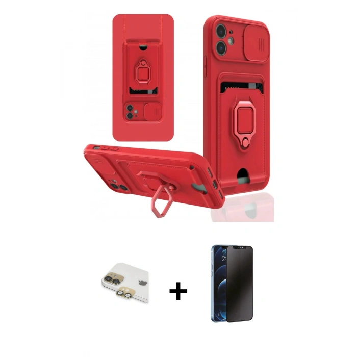 MARSİLYAN™- iPhone 11 Kılıf Vadi Form Prime - Siyah 3D Antistatik Hayalet Cam Ekran Koruyucu + Pers Alüminyum Kamera Lens - GD