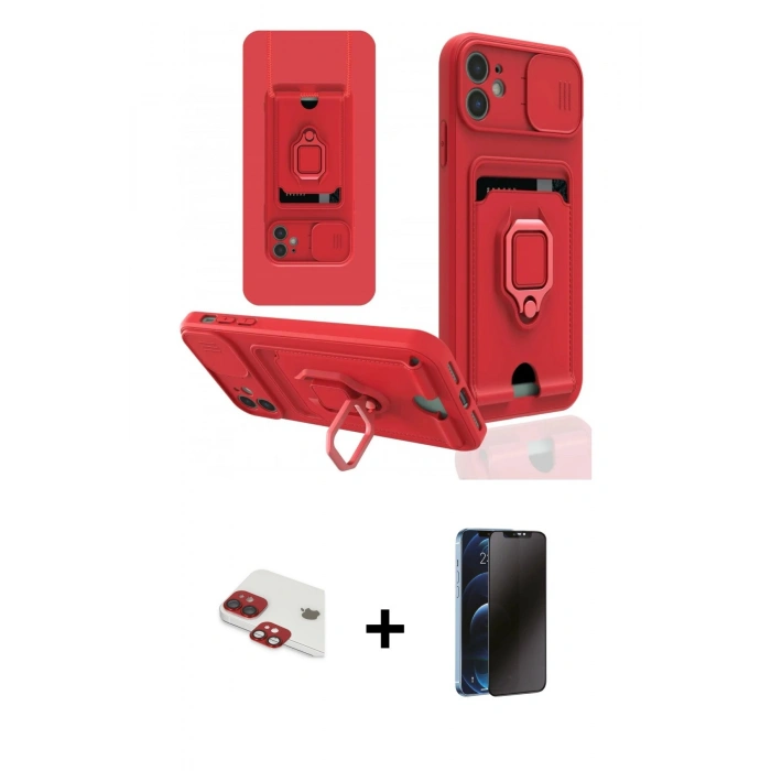 MARSİLYAN™- iPhone 11 Kılıf Vadi Form Prime - Siyah 3D Antistatik Hayalet Cam Ekran Koruyucu + Pers Alüminyum Kamera Lens - KI
