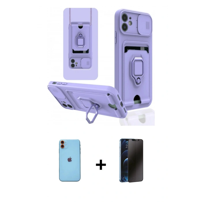 MARSİLYAN™- iPhone 11 Kılıf Vadi Form Prime - Siyah 3D Antistatik Hayalet Cam Ekran Koruyucu + Neon Fosforlu Kamera Lens - TU
