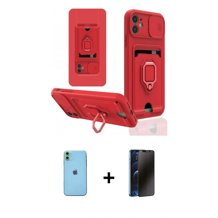MARSİLYAN™- iPhone 11 Kılıf Vadi Form Prime - Siyah 3D Antistatik Hayalet Cam Ekran Koruyucu + Neon Fosforlu Kamera Lens - YL