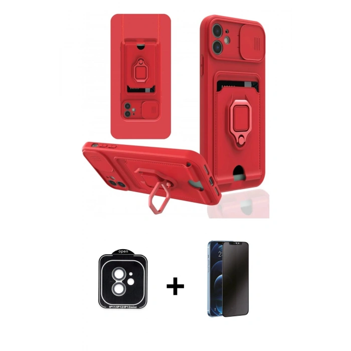 MARSİLYAN™- iPhone 11 Kılıf Vadi Form Prime - Siyah 3D Antistatik Hayalet Cam Ekran Koruyucu + PVD Metal Kamera Lens - YL