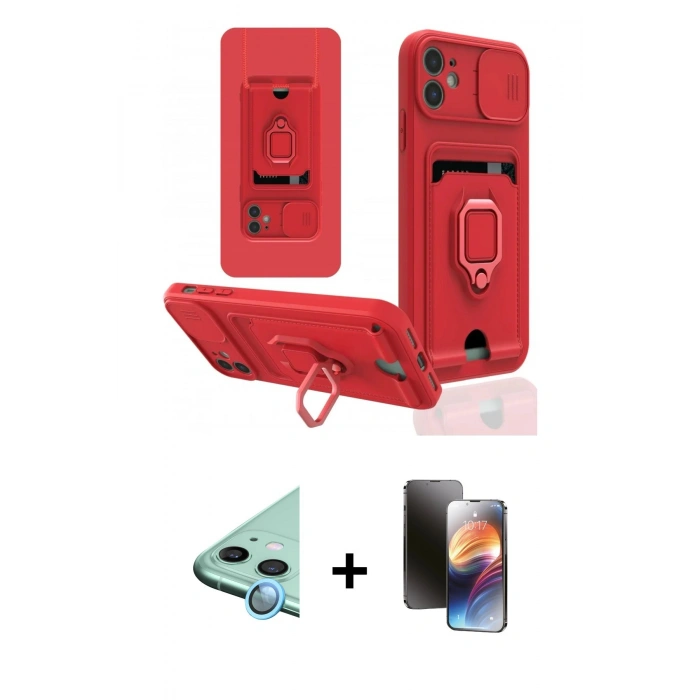 MARSİLYAN™- iPhone 11 Kılıf Vadi Form Prime - Siyah 3D Antistatik Mat Seramik Nano Ekran Koruyucu + Raze Metal Kamera Lens - MI