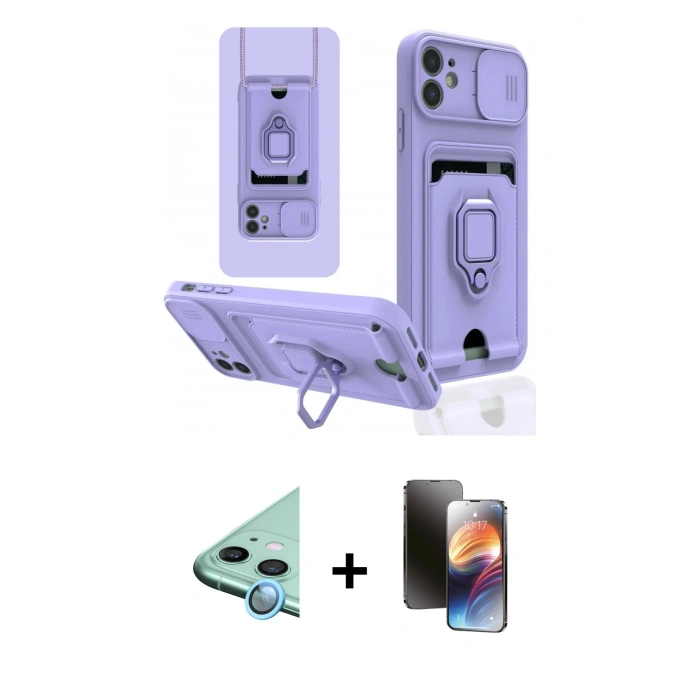 MARSİLYAN™- iPhone 11 Kılıf Vadi Form Prime - Siyah 3D Antistatik Mat Seramik Nano Ekran Koruyucu + Raze Metal Kamera Lens - MI