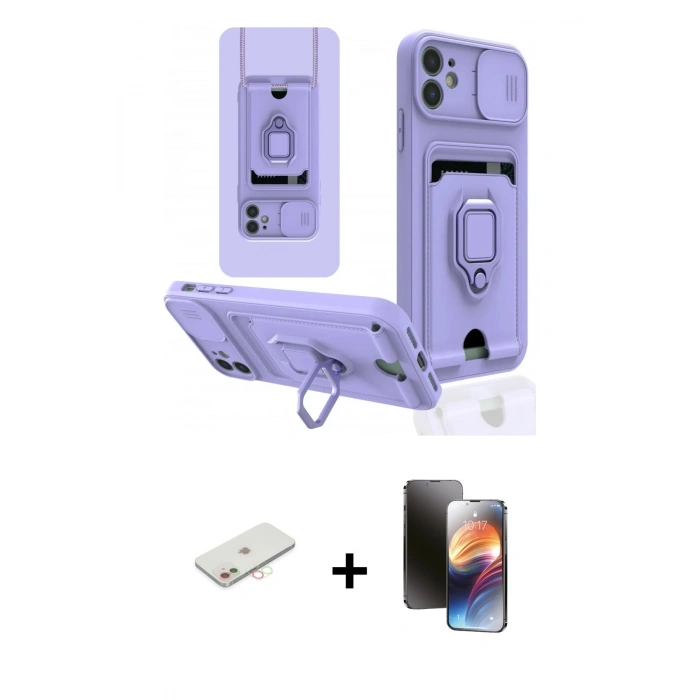 MARSİLYAN™- iPhone 11 Kılıf Vadi Form Prime - Siyah 3D Antistatik Mat Seramik Nano Ekran Koruyucu + Renkli Kamera Lens Koruma Cam - YL