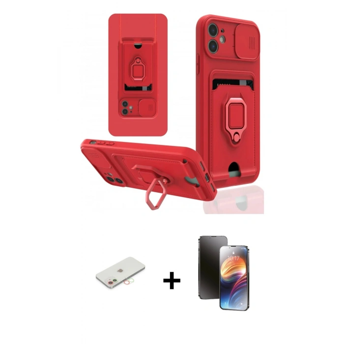MARSİLYAN™- iPhone 11 Kılıf Vadi Form Prime - Siyah 3D Antistatik Mat Seramik Nano Ekran Koruyucu + Renkli Kamera Lens Koruma Cam - YL