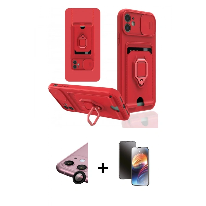 MARSİLYAN™- iPhone 11 Kılıf Vadi Form Prime - Siyah 3D Antistatik Mat Seramik Nano Ekran Koruyucu + Raze Metal Kamera Lens - SH