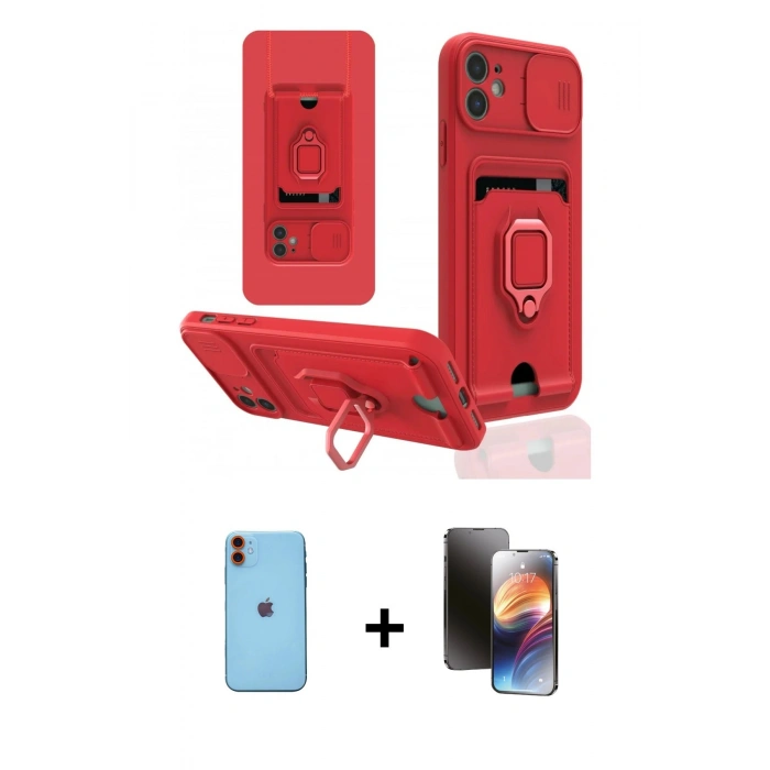 MARSİLYAN™- iPhone 11 Kılıf Vadi Form Prime - Siyah 3D Antistatik Mat Seramik Nano Ekran Koruyucu + Neon Fosforlu Kamera Lens - TU