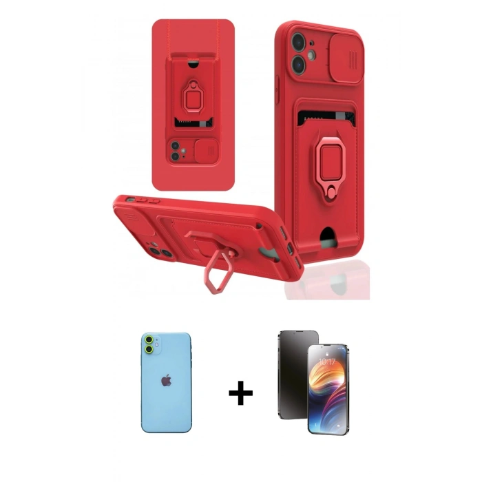 MARSİLYAN™- iPhone 11 Kılıf Vadi Form Prime - Siyah 3D Antistatik Mat Seramik Nano Ekran Koruyucu + Neon Fosforlu Kamera Lens - YL