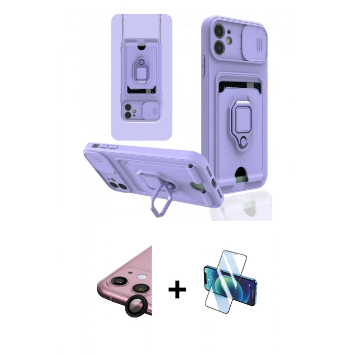MARSİLYAN™- iPhone 11 Kılıf Vadi Form Prime - Siyah 3D Antistatik Seramik Nano Ekran Koruyucu + Raze Metal Kamera Lens - SH