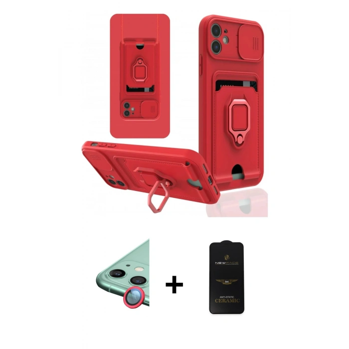 MARSİLYAN™- iPhone 11 Kılıf Vadi Form Prime - Siyah 6D Antistatik Mat Seramik Hayalet Nano Ekran Koruyucu + Raze Metal Kamera Lens - KI
