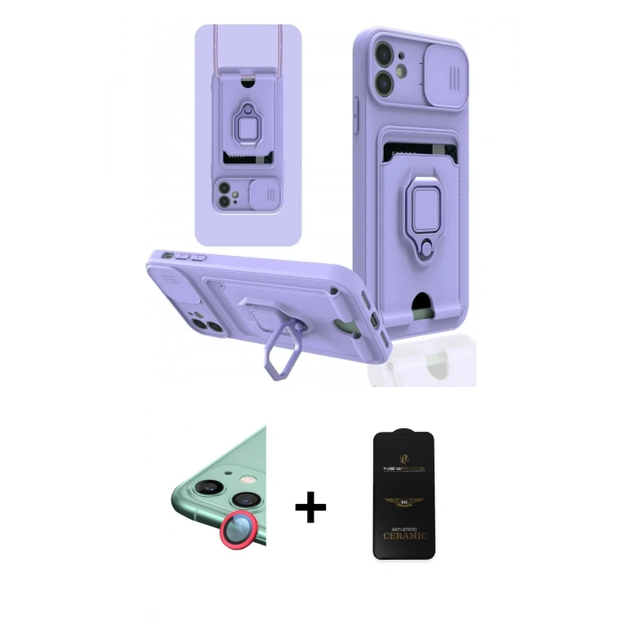 MARSİLYAN™- iPhone 11 Kılıf Vadi Form Prime - Siyah 6D Antistatik Mat Seramik Hayalet Nano Ekran Koruyucu + Raze Metal Kamera Lens - KI