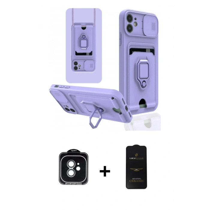 MARSİLYAN™- iPhone 11 Kılıf Vadi Form Prime - Siyah 6D Antistatik Mat Seramik Hayalet Nano Ekran Koruyucu + PVD Metal Kamera Lens - YL