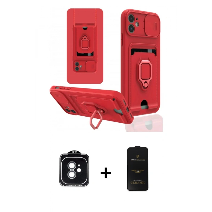 MARSİLYAN™- iPhone 11 Kılıf Vadi Form Prime - Siyah 6D Antistatik Mat Seramik Hayalet Nano Ekran Koruyucu + PVD Metal Kamera Lens - YL