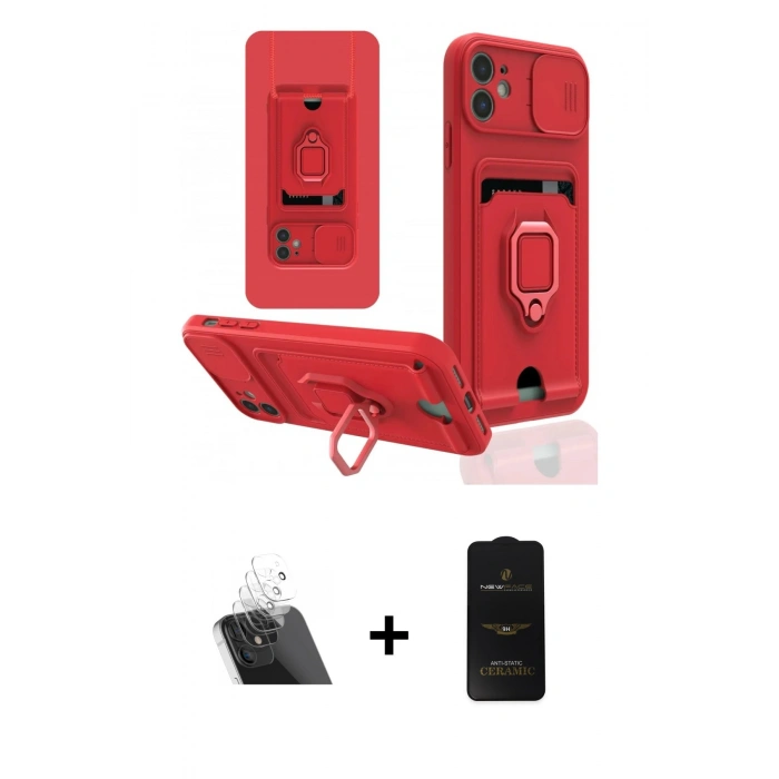 MARSİLYAN™- iPhone 11 Kılıf Vadi Form Prime - Siyah 6D Antistatik Mat Seramik Hayalet Nano Ekran Koruyucu + Kamera Lens Koruma Cam - SF