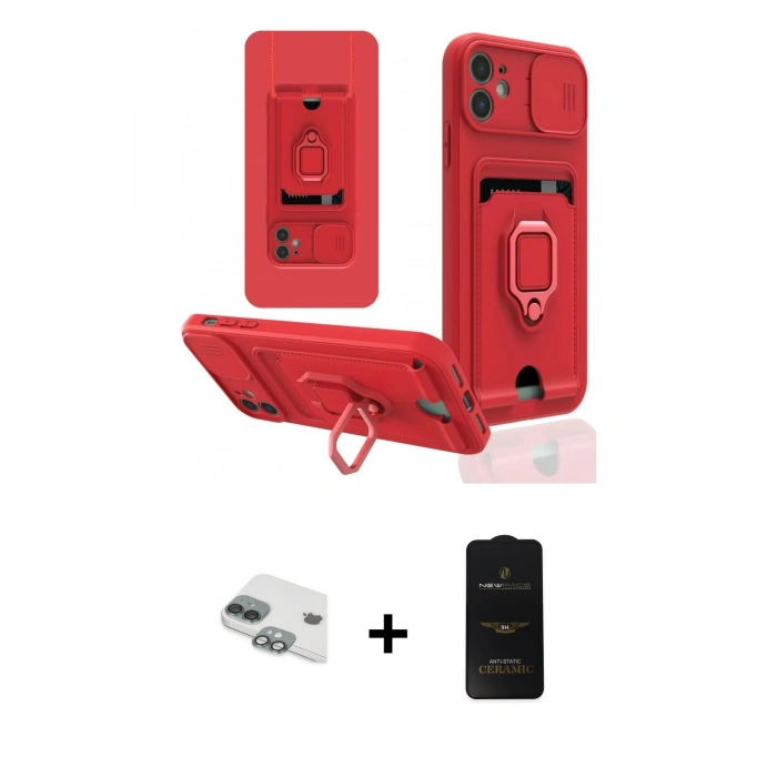MARSİLYAN™- iPhone 11 Kılıf Vadi Form Prime - Siyah 6D Antistatik Mat Seramik Hayalet Nano Ekran Koruyucu + Pers Alüminyum Kamera Lens - YL