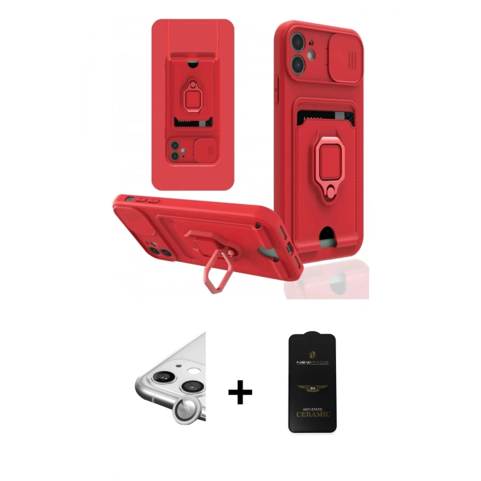 MARSİLYAN™- iPhone 11 Kılıf Vadi Form Prime - Siyah 6D Antistatik Mat Seramik Hayalet Nano Ekran Koruyucu + Raze Metal Kamera Lens - GS