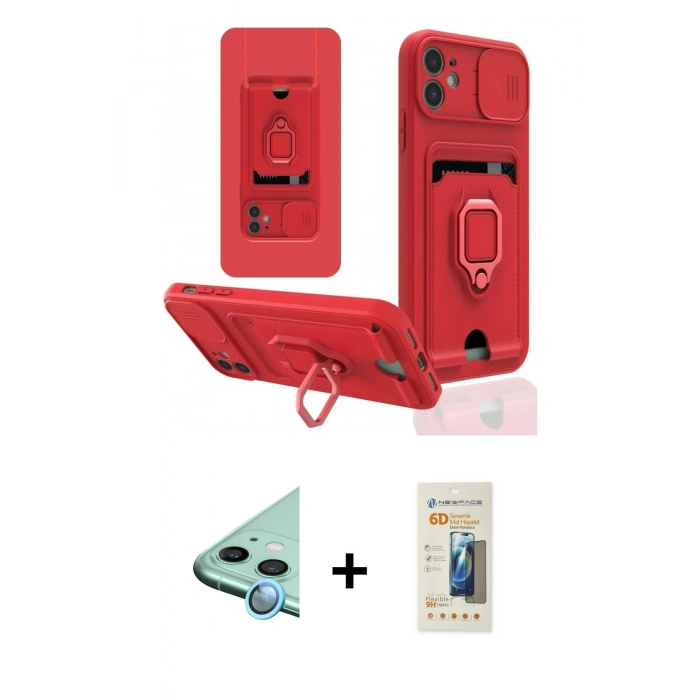 MARSİLYAN™- iPhone 11 Kılıf Vadi Form Prime - Siyah 6D Mat Seramik Hayalet Nano Ekran Koruyucu + Raze Metal Kamera Lens - MI