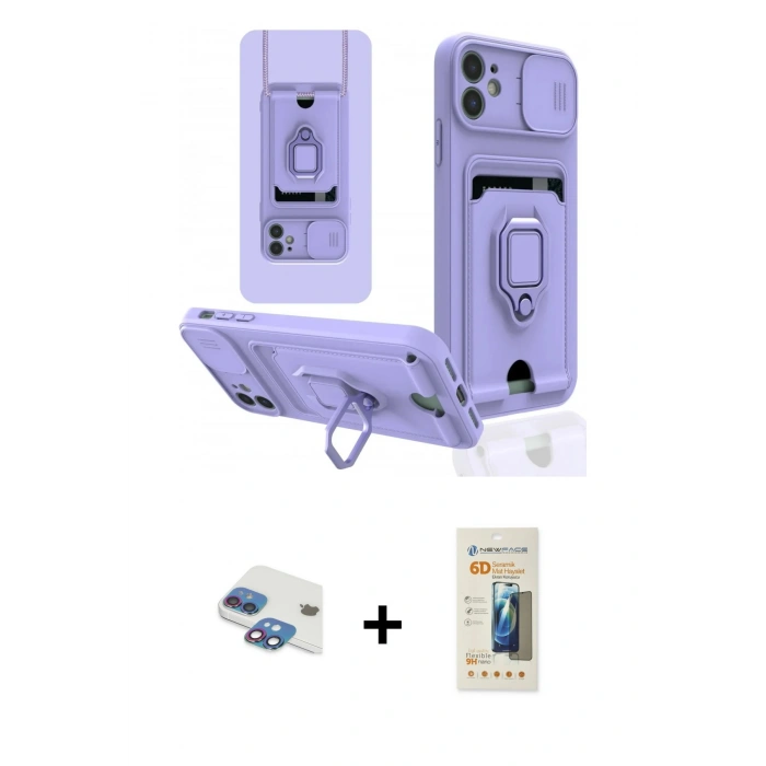 MARSİLYAN™- iPhone 11 Kılıf Vadi Form Prime - Siyah 6D Mat Seramik Hayalet Nano Ekran Koruyucu + Pers Alüminyum Kamera Lens - GI