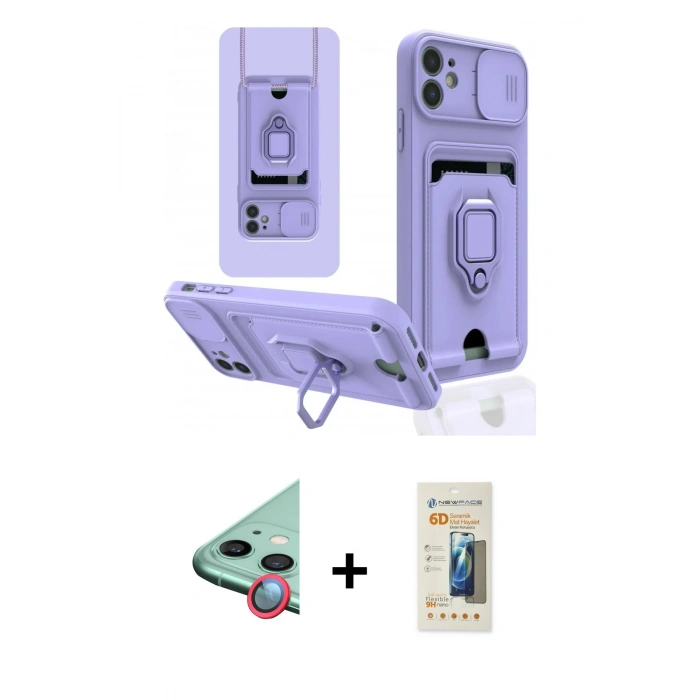 MARSİLYAN™- iPhone 11 Kılıf Vadi Form Prime - Siyah 6D Mat Seramik Hayalet Nano Ekran Koruyucu + Raze Metal Kamera Lens - KI