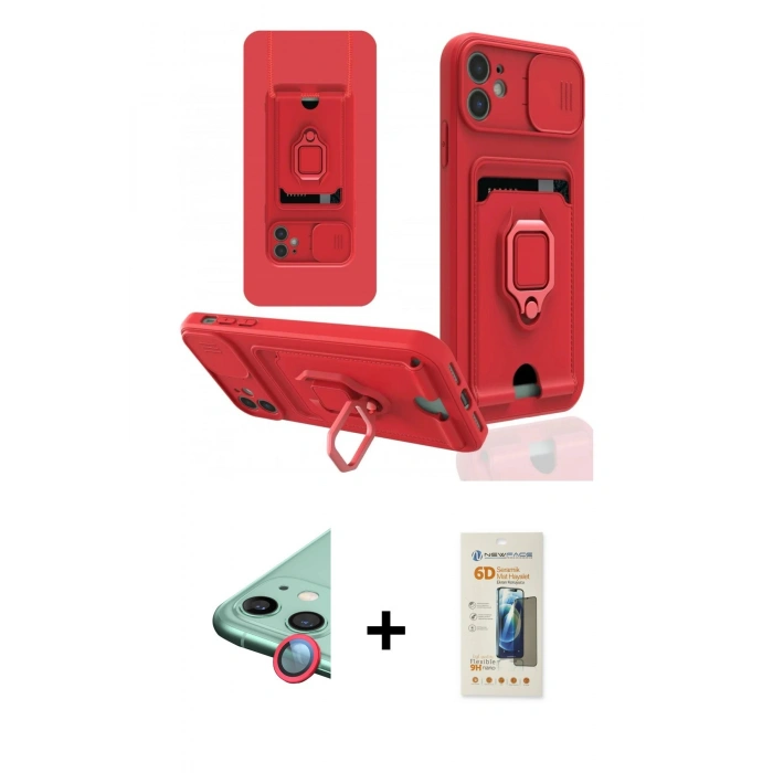 MARSİLYAN™- iPhone 11 Kılıf Vadi Form Prime - Siyah 6D Mat Seramik Hayalet Nano Ekran Koruyucu + Raze Metal Kamera Lens - KI