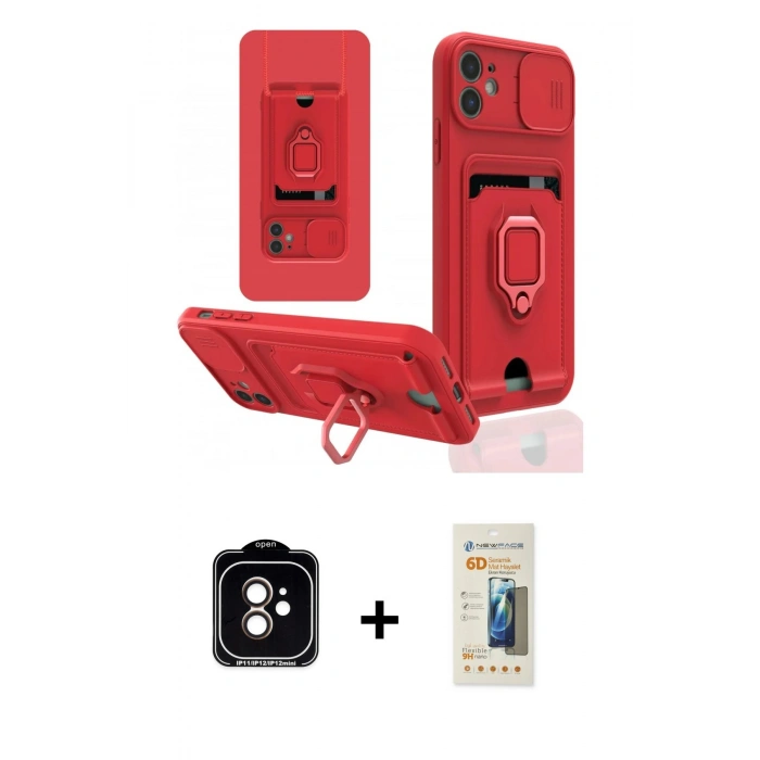 MARSİLYAN™- iPhone 11 Kılıf Vadi Form Prime - Siyah 6D Mat Seramik Hayalet Nano Ekran Koruyucu + PVD Metal Kamera Lens - TU