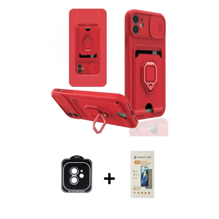 MARSİLYAN™- iPhone 11 Kılıf Vadi Form Prime - Siyah 6D Mat Seramik Hayalet Nano Ekran Koruyucu + PVD Metal Kamera Lens - YL