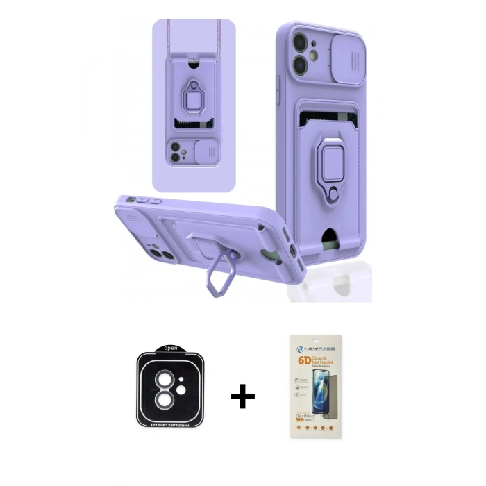MARSİLYAN™- iPhone 11 Kılıf Vadi Form Prime - Siyah 6D Mat Seramik Hayalet Nano Ekran Koruyucu + PVD Metal Kamera Lens - YL