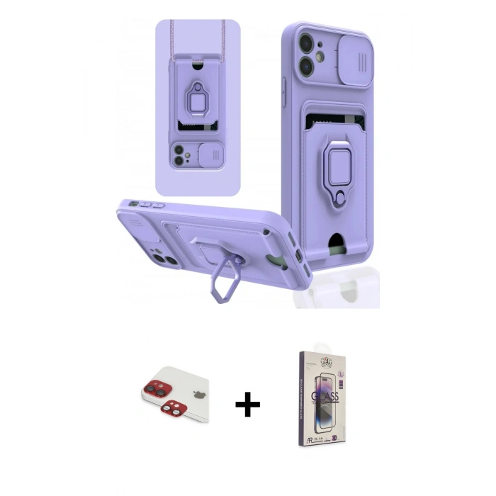 MARSİLYAN™- iPhone 11 Kılıf Vadi Form Prime - Siyah Bilvis 3D Cam Ekran Koruyucu + Pers Alüminyum Kamera Lens - KI