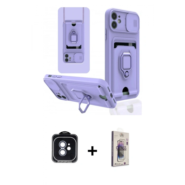 MARSİLYAN™- iPhone 11 Kılıf Vadi Form Prime - Siyah Bilvis 3D Cam Ekran Koruyucu + PVD Metal Kamera Lens - MI
