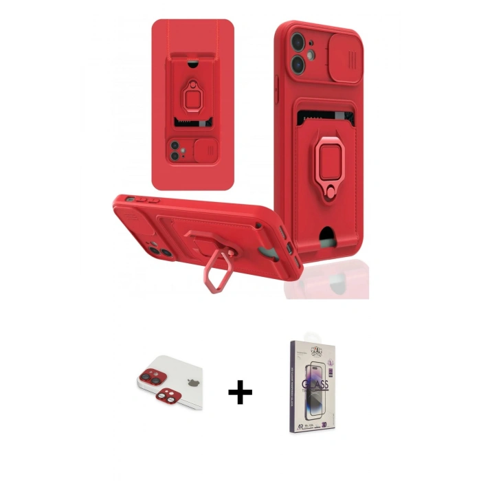 MARSİLYAN™- iPhone 11 Kılıf Vadi Form Prime - Siyah Bilvis 3D Cam Ekran Koruyucu + Pers Alüminyum Kamera Lens - KI