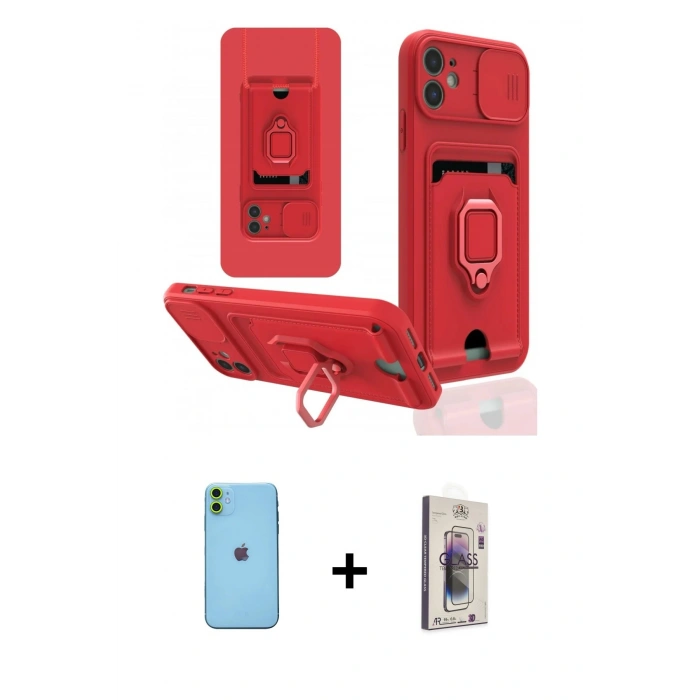 MARSİLYAN™- iPhone 11 Kılıf Vadi Form Prime - Siyah Bilvis 3D Cam Ekran Koruyucu + Neon Fosforlu Kamera Lens - YL