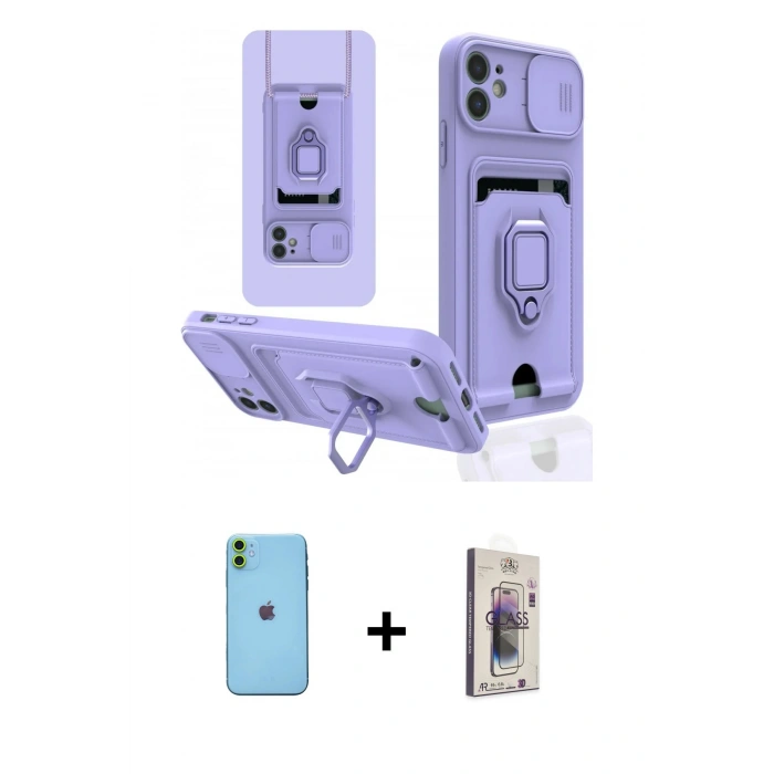 MARSİLYAN™- iPhone 11 Kılıf Vadi Form Prime - Siyah Bilvis 3D Cam Ekran Koruyucu + Neon Fosforlu Kamera Lens - YL