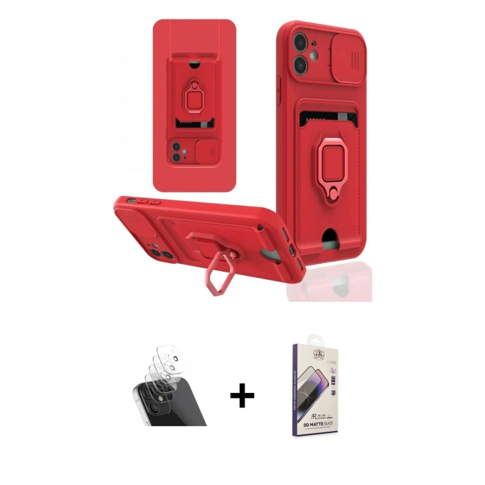 MARSİLYAN™- iPhone 11 Kılıf Vadi Form Prime - Siyah Bilvis 3D Mat Cam Ekran Koruyucu + Kamera Lens Koruma Cam - SF