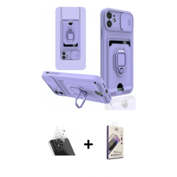 MARSİLYAN™- iPhone 11 Kılıf Vadi Form Prime - Siyah Bilvis 3D Mat Cam Ekran Koruyucu + Kamera Lens Koruma Cam - SF