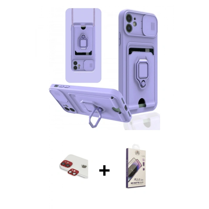 MARSİLYAN™- iPhone 11 Kılıf Vadi Form Prime - Siyah Bilvis 3D Mat Cam Ekran Koruyucu + Pers Alüminyum Kamera Lens - KI