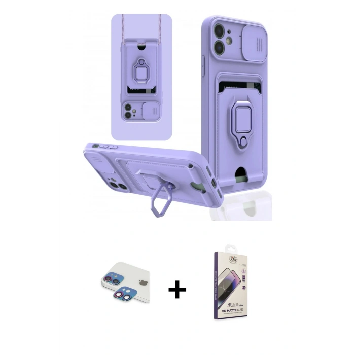 MARSİLYAN™- iPhone 11 Kılıf Vadi Form Prime - Siyah Bilvis 3D Mat Cam Ekran Koruyucu + Pers Alüminyum Kamera Lens - GI