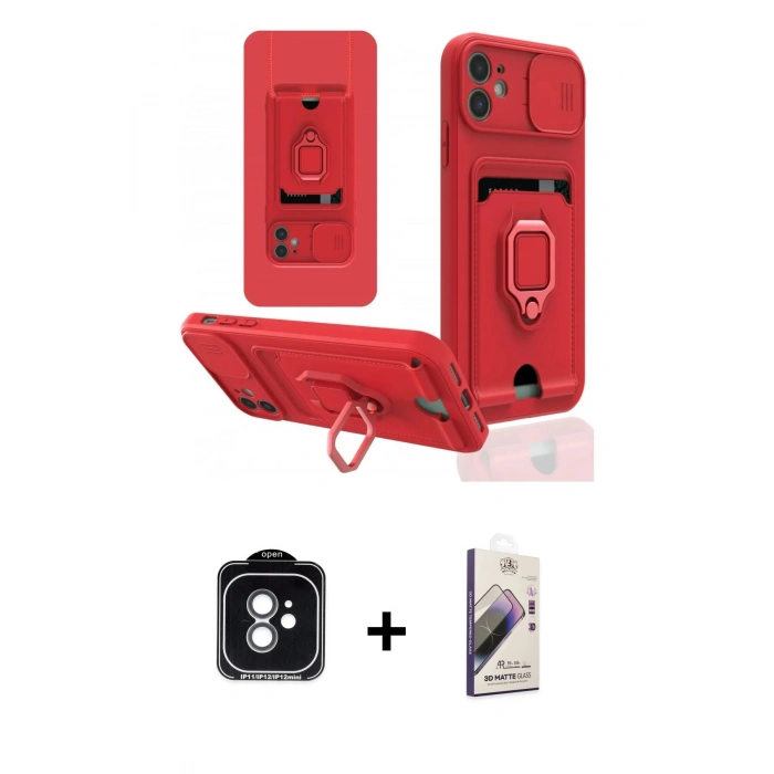 MARSİLYAN™- iPhone 11 Kılıf Vadi Form Prime - Siyah Bilvis 3D Mat Cam Ekran Koruyucu + PVD Metal Kamera Lens - YL